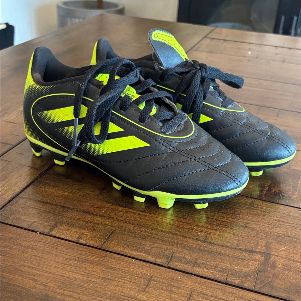 adidas Black and Neon Yellow Kids Soccer Cleats